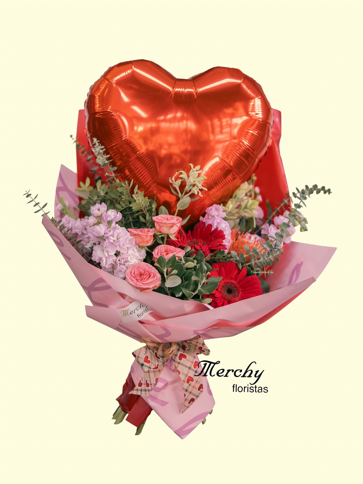 Ramo de flores variadas con globo - Imagen 1