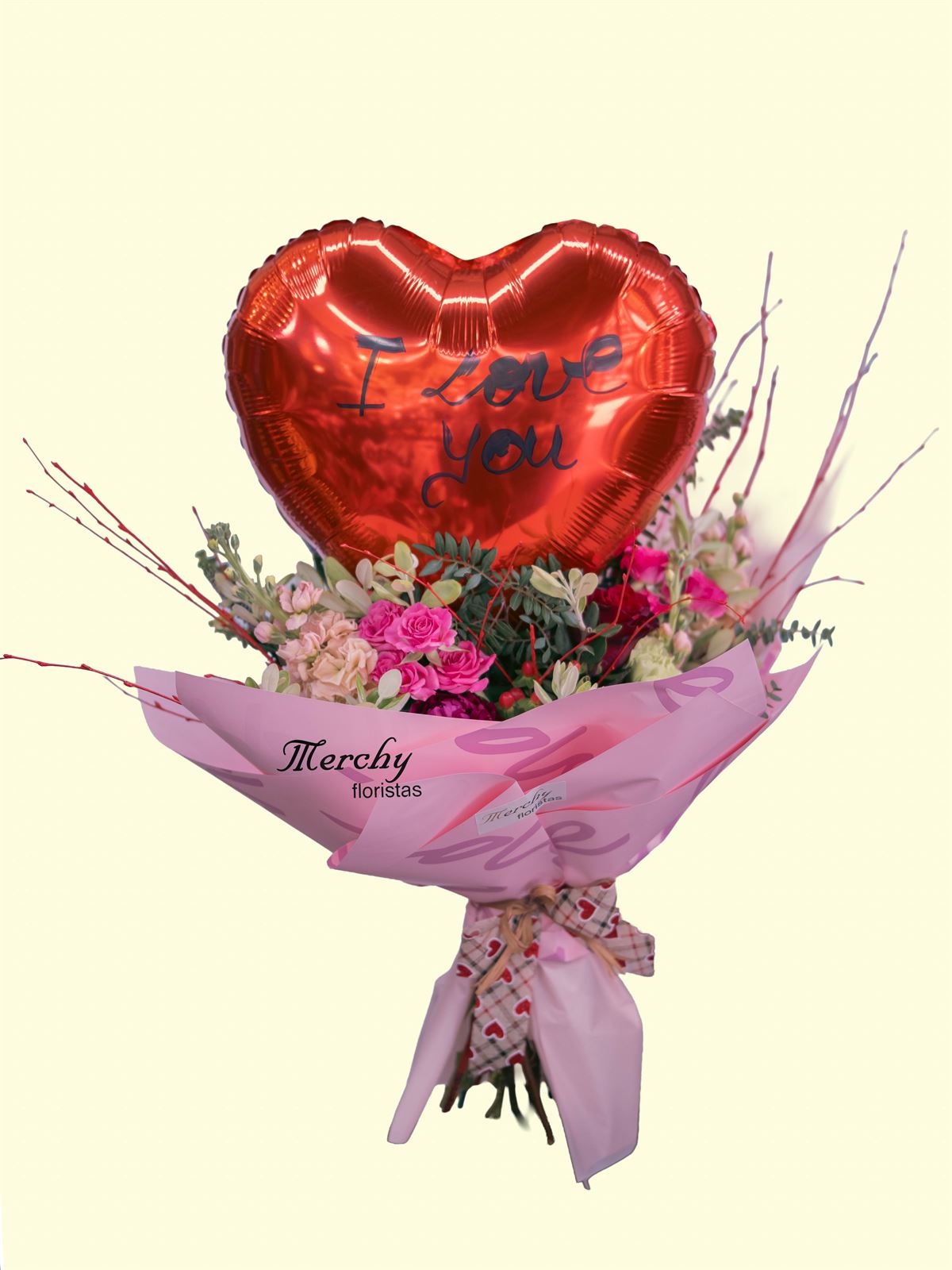 Ramo de flores variadas con globo - Imagen 1